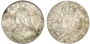 Louis XV - Ecu aux lauriers 1728 H (La Rochelle)