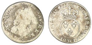 Louis XV - Dixième d'écu Vertugadin 1716 W (Lille)