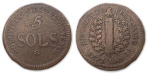 Siège de Mayence - 5 sols 1793 l'an 2e