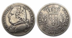 5 frs Louis XVIII buste habillé 1814 H (La Rochelle)