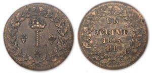 Décime blocus de Strasbourg Louis XVIII 1815 BB (Strasbourg)