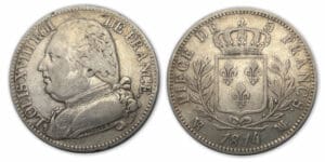 5 frs Louis XVIII buste habillé 1814 MA (Marseille)