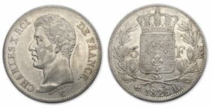 5 frs Charles X 1er type 1826 L (Bayonne)