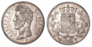 5 francs Charles X 1er type 1826 T (Nantes).