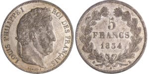 Louis-Philippe Ier (1830-1848) - 5 francs tête laurée 3ème type 1834 K (Bordeaux)