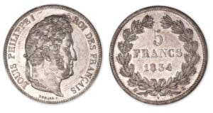 5 francs Louis-Philippe I tête laurée 2e type 1834 K (Bordeaux).
