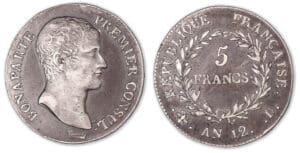 5 francs Bonaparte Premier Consul An 12 D (Lyon).