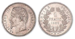 1 franc Napoléon III tête nue 1859 BB (Strasbourg).