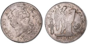Ecu de 6 livres type FRANCOIS 1792 W (Lille) 2e semestre.
