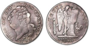 Ecu de 6 livres type FRANCOIS 1792 W (Lille) 2e semestre.