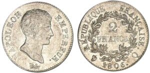 2 francs Napoléon Empereur 1806 Q (Perpignan)