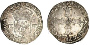 Henri IV - Quart d'écu à la croix feuillue 1606 L (Bayonne)