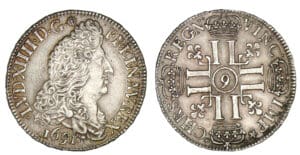 Louis XIV - Demi-écu aux 8 L  1er type 1691 9 (Rennes)