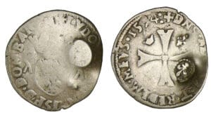 Dombes - Louis II de Montpensier - Douzain 1574 (Trévoux) contremarqué d'un lis pour Louis XIII.