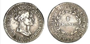 Italie - Principauté de Lucques et Piombino - Félix Bacciochi et Elisa Bonaparte - 1 franco 1806 (Florence)