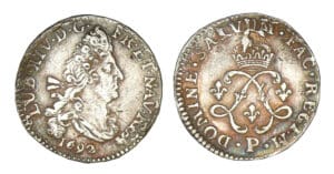 Louis XIV - 4 sols aux 2 L 1692 P (Dijon)
