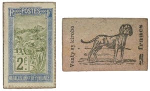 Madagascar - Monnaie de carton - 2 francs (Venty sy kirobo)