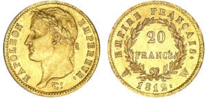 20 francs Napoléon revers Empire 1812 W (Lille)