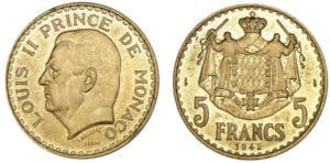 Monaco - Louis II - 5 francs 1945 - Essai