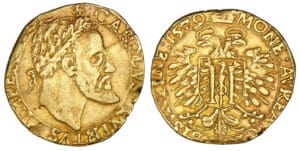 Franche-Comté - Besançon - Charles Quint - Double pistole 1579