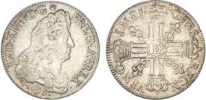 Louis XIV - Ecu aux 8 L 1er type 1690 D (Lyon)