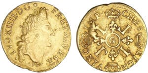 Louis XIV - Double Louis d'or aux 4 L 1696 G (Poitiers)