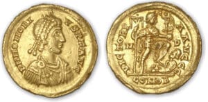 Honorius - Solidus or (395-402, Milan)