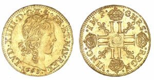 Louis XIV - Louis d'or à la mèche Longue 1653 D (Lyon) trésor de Montrichard