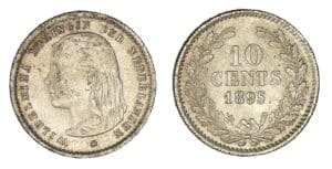 Pays-Bas - Wilhelmina Ier - 10 cents 1895