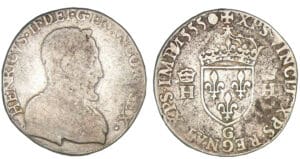 Henri II - Teston à la tête nue 1er type 1555 G (Poitiers)