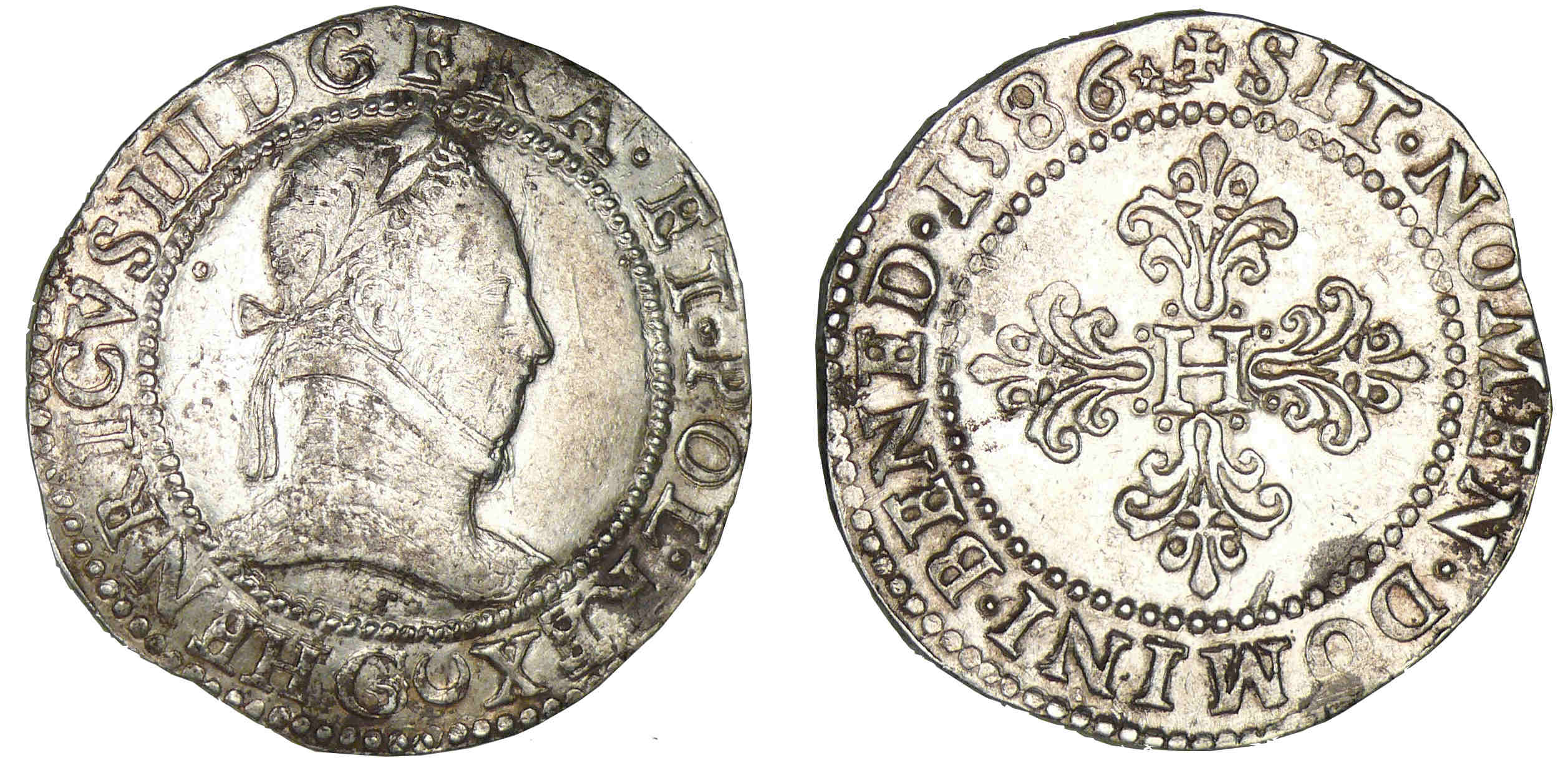 Henri III - Franc au col plat 1586 G (Poitiers) Henri III - Franc au col plat 1586 G (Poitiers)