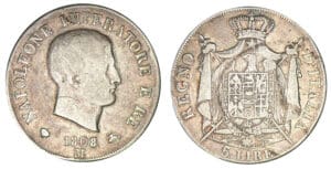 Italie - Lombardie - Napoléon 1er - 5 lires 1808 M (Milan)