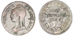 5 centimes Dupré grand module An 5 A (Paris)