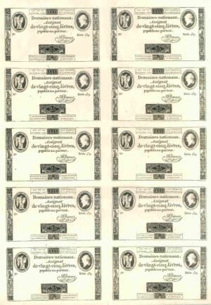 Planche d'assignat de 25 livres - Emission du 24 oct. 1792