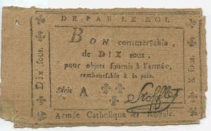 Bon de 10 sous de Maulevier émis par Stofflet - 7 Oct. 1794