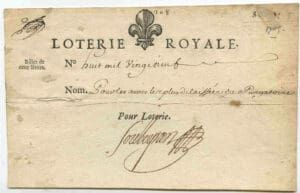 Loterie royale - Billet de 100 livres du 26 mars 1705