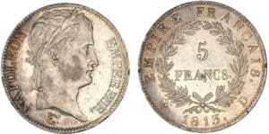 5 francs Napoléon revers Empire 1813 D (Lyon)