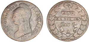 5 centimes Dupré grand module An 8/6 A (Paris)