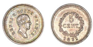 5 centimes Henri V Comte de Chambord 1832 - essai en argent
