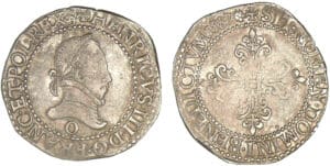 Henri III - Demi-franc au col plat 1587 O (Riom).