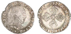 Henri III - Demi-franc au col plat 1590 M (Toulouse) monnaie de la ligue