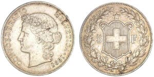 Suisse - 5 francs 1895 B (Berne)