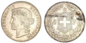 Suisse - 5 francs 1908 B (Berne)