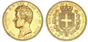 Italie - Charles Albert - Règne de Sardaigne - 100 lires 1835 (Turin)