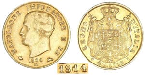 Italie - Lombardie - Napoléon 1er - 40 lires 1814 M (Milan)