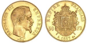 50 francs Napoléon III tête nue 1857 A (Paris)