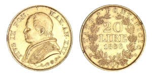 Italie - Vatican - Pie IX - 20 lires 1866 XXI (Rome)