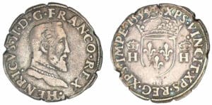 Henri II - Demi-teston 5ème type 1555/4 M (Toulouse)