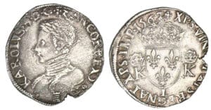 Charles IX - Teston 4ème type 1567 L (Bayonne)