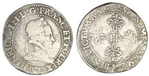 Henri III - Franc au col plat 1578 D (Lyon)